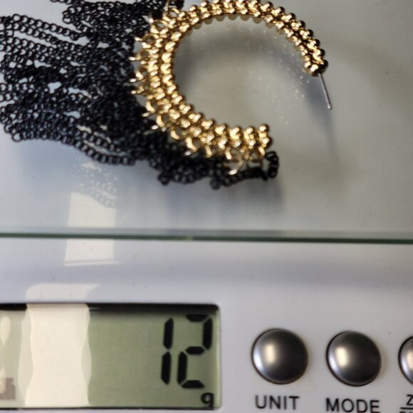 Black and Gold Tassel Earrings - Picture 8 of 8